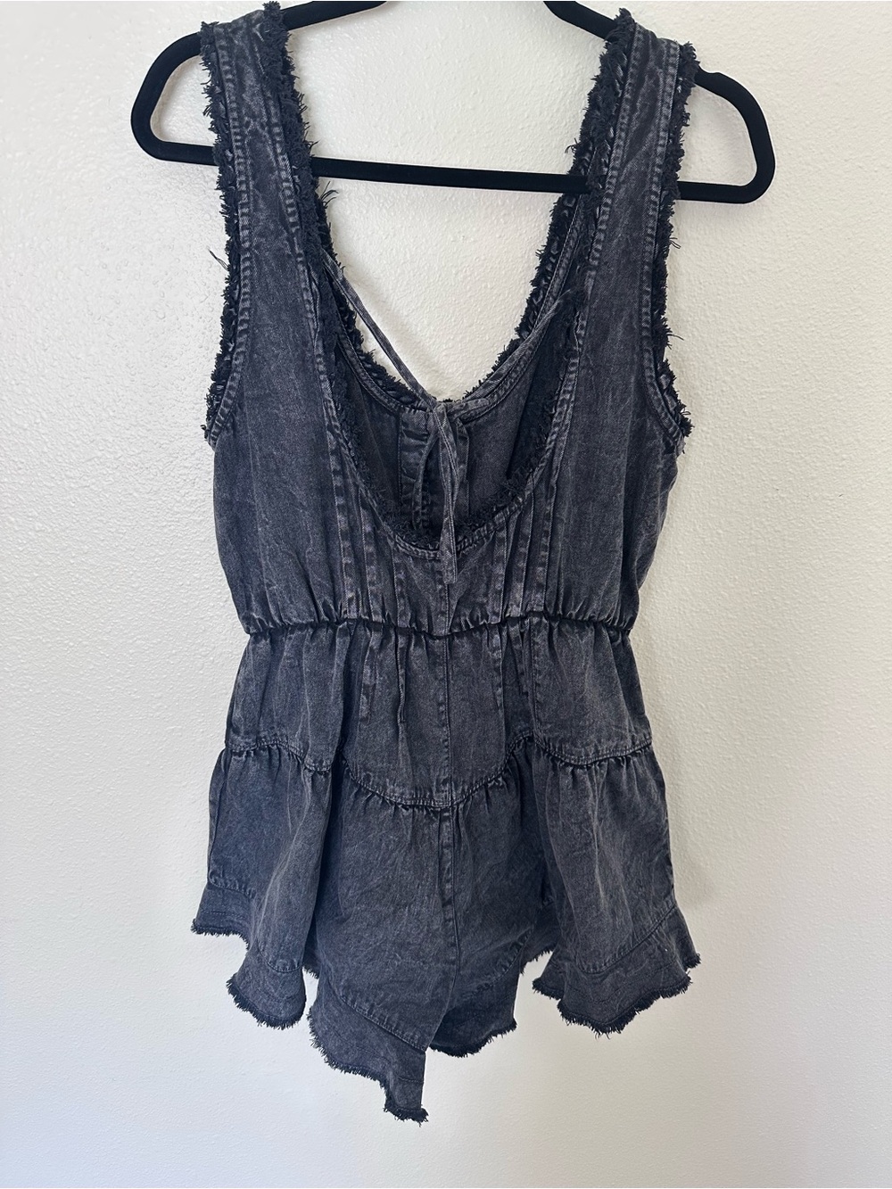 Free People Washed Black Denim Romper - Picture 4 of 5